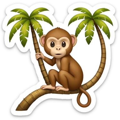 coconut tree with a monkey small sticker