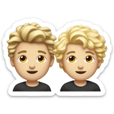 Two boys who are both white side by side one with dark curly hair and super sexy the other blonde taller and fat sticker