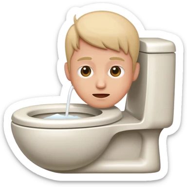 person with head in toilet bowl sticker