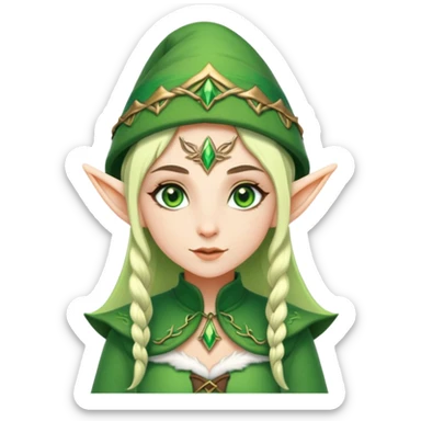 female elf character with forest attire sticker