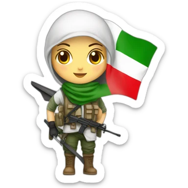 Freedom white girl fighter from Palestine with palestine flag and scarf sticker