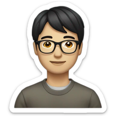 man-glasses-shortblackhair-kind-Chinese-smalleyes sticker