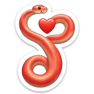 A light red snake with a necklace and a heart sticker