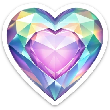 Iridescent beautiful Diamond heart glowing shining  sticker