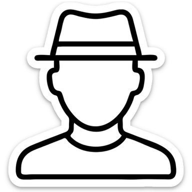 outlined icon of a man with a hat sticker