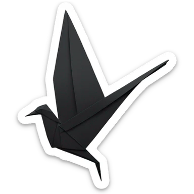 origami bird black from the right side to see sticker