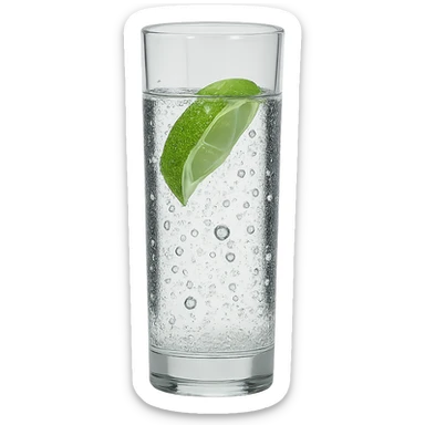 Remove the background, keep only the realistic glass of sparkling water in photorealistic style with transparent background. sticker