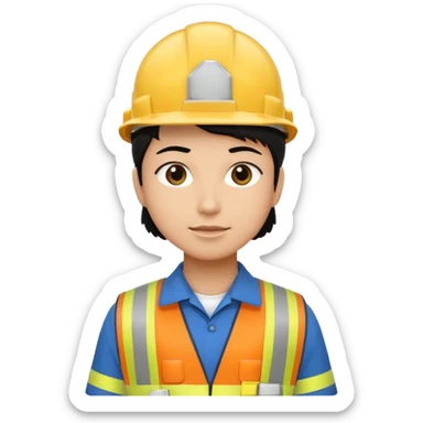 Electricity power employee at work with black hair sticker