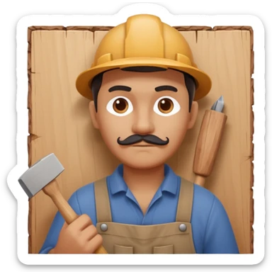 wood carving carpenter portrait, head and shoulders only, carving wooden figure with chisel, wood shavings visible, focused craftsman expression, artisan workshop vibe, 3D cartoon style, mobile game icon style, clean background, no text, no watermark
 sticker