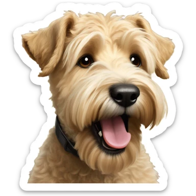 Excited photo realistic wheaten terrier with the words “Happy New Year 2025!” sticker