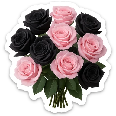 bouquet of black and pink roses , remove background sticker