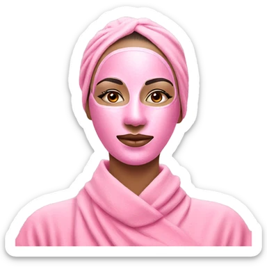 Lady with pink face mask spa beauty full face relaxing sticker