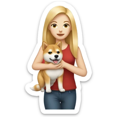blonde girl with shiba inu sticker