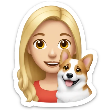 Blonde girl with a corgi sticker