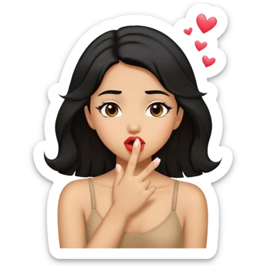 Tan girl with black hair Blowing kisses  sticker