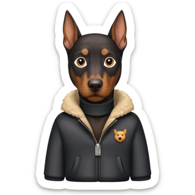 Doberman with clothes on sticker