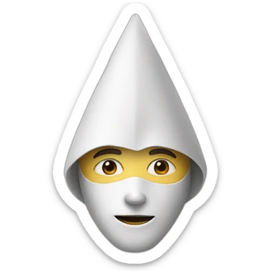 man in a white closed triangular pointed mask sticker