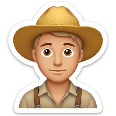 white farmer young man sticker