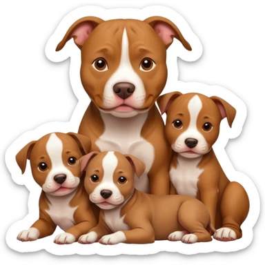 pitbull dog with its puppies sticker