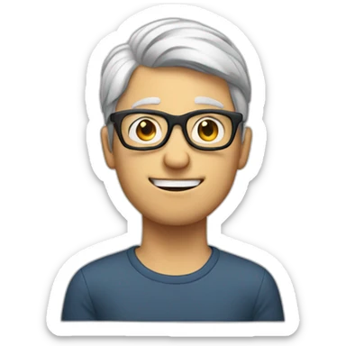 White Geek with glasses showing something with hands sticker