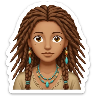 Bohemian woman with brown dread hair sticker