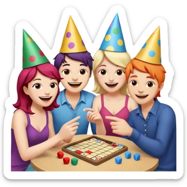 Four friends playing board game sticker