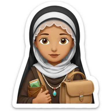 Woman + veil + satchel,Desert Nomads. sticker