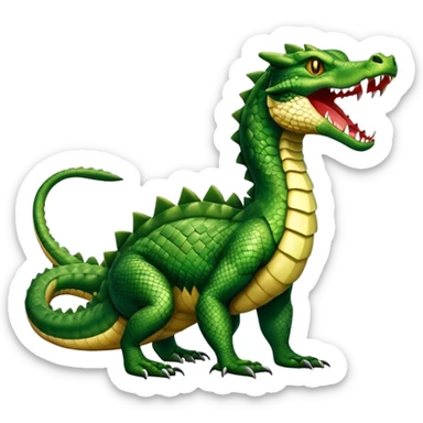 Alligator-Dragon-Snake-Bobcat-Fakémon-hybrid-creature with a long muzzle, full body sticker