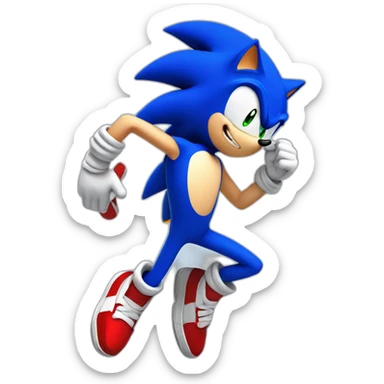 Sonic running blue with red shoes and talking to a phone  sticker