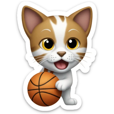 Cat dribbling a basketball sticker