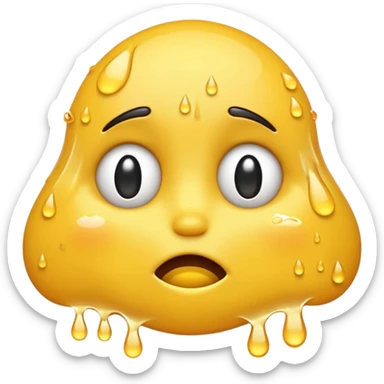 embarrased yellow emoji sqeezing eyes shut with sweat coming down the face sticker