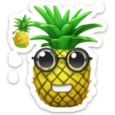 3D one pineapple  👱‍♀️🍍 with big shiny eyes 👀 The pineapple cute embarrassed ☺️ sticker