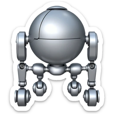 completely symmetrical 4 legged robot. center sphere with 4 evenly spaced legs extending from each side sticker