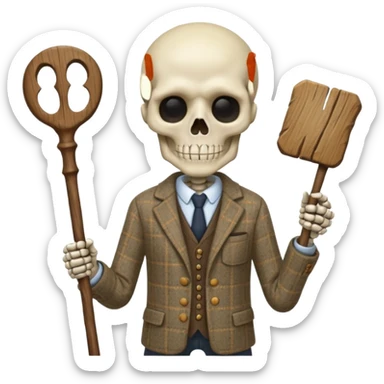 Skeleton Teacher with a stick in his hand  sticker