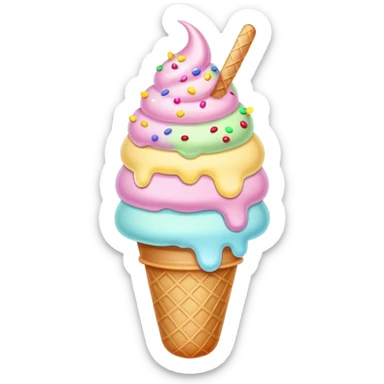 Melted kawaii pastel ice cream sticker