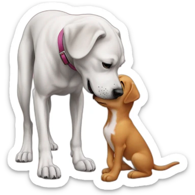 A dog kisses a girl's foot sticker