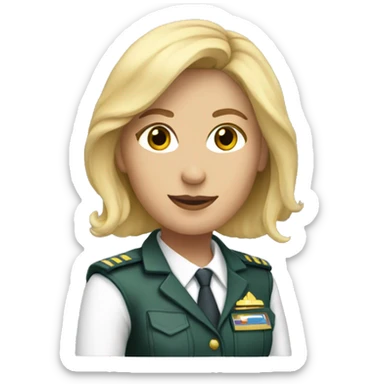 Blonde woman in pilot uniform sticker