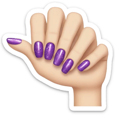  hand with purple sparkly nails sticker