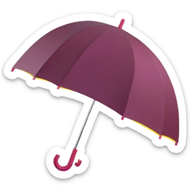 burgundy umbrella with a glowing neon outline in 3D emoji style sticker