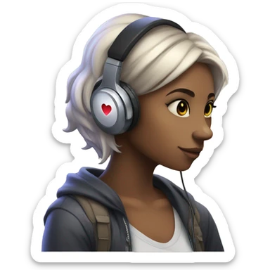heart shaped gamer girl listening music sticker