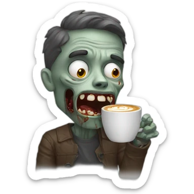 A designer that looks like a zombie drinking a capuccino  sticker