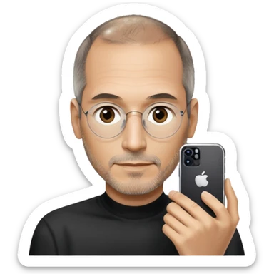 Steve Jobs with an iPhone sticker