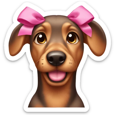 Dashound with pink bows on ears sticker
