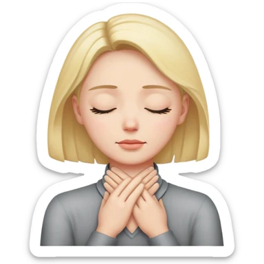 Hands crossed on neck with eyes closed sticker