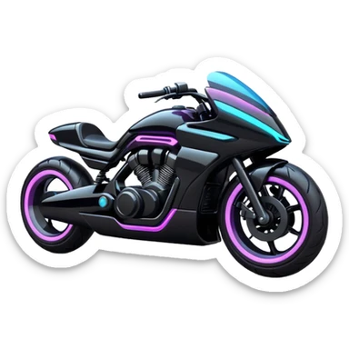 Sketch a futuristic motorcycle with neon lights & sleek sci-fi design. sticker