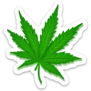 A green cannabis leaf being held by the stem as one would hold a flag. sticker