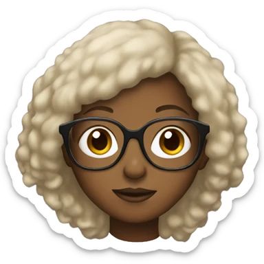 Black girl with glasses and a brown wig sticker