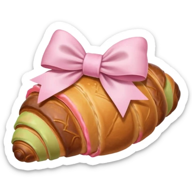 Croissant with light pink bow sticker