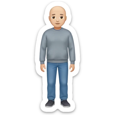 mature bald man sweatshirt and jeans full body sticker
