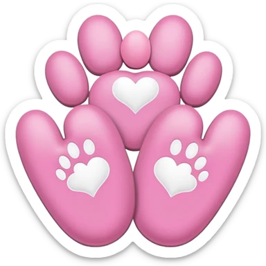 two puppy paws with a white heart on the pad sticker